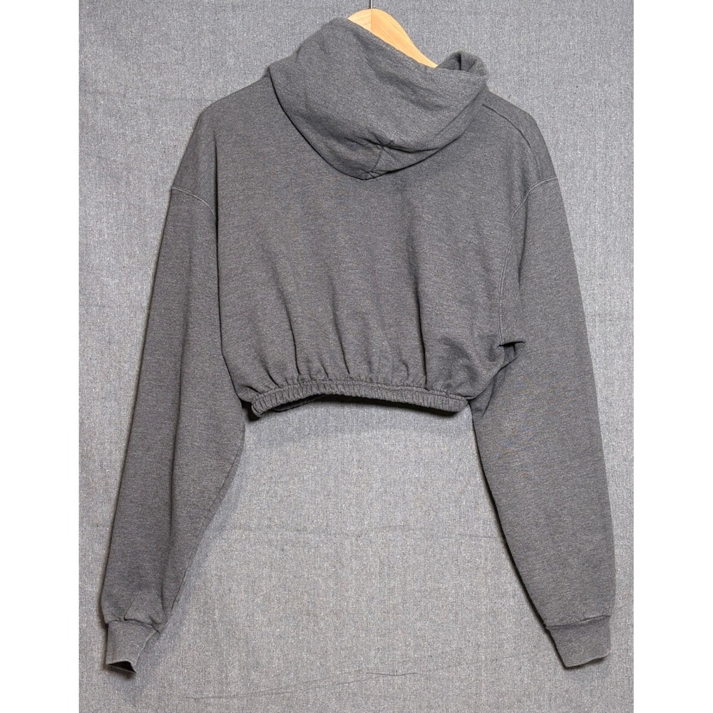 Champion Emory University Cropped Hoodie Grey Reworked Sweatshirt Womens Large‎ - Picture 2 of 3